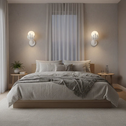 Aplica LED Decorativa MANO, 15x30cm, 1xE27, Sticla si Resina, Alb