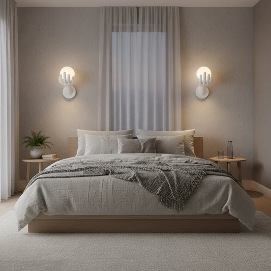 Aplica LED Decorativa MANO, 15x30cm, 1xE27, Sticla si Resina, Alb