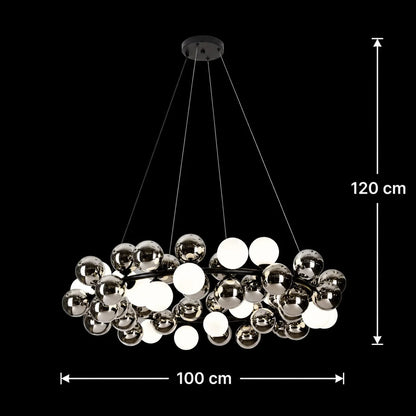 Lustra Suspendata MUSSEL Supremo, D100cm, 20x G9, Crom Lucios, Metal si Sticla