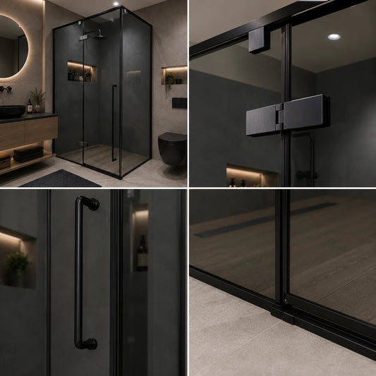Paravan dus Walk-In 90x90x195cm, Sticla securizata 8 mm, Profil metalic rezistent, Gri