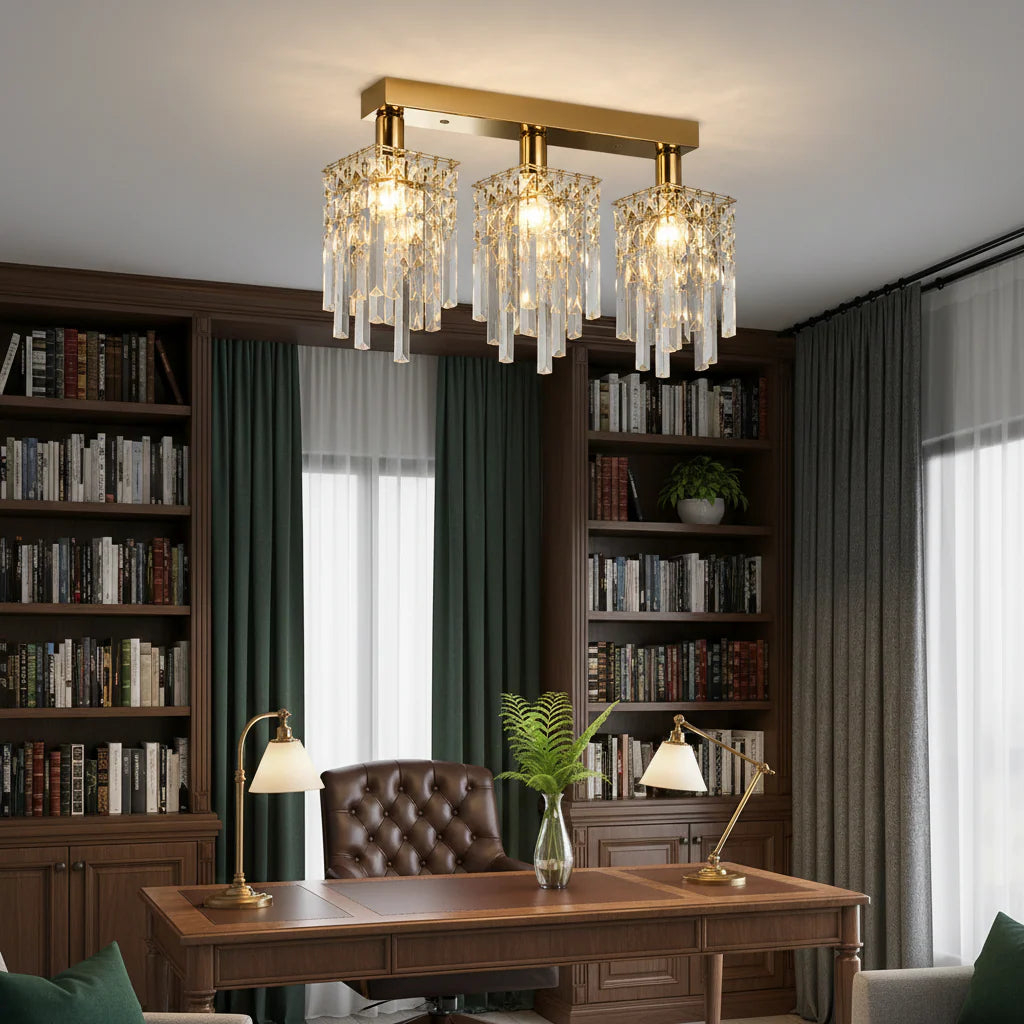 Candelabru Cristal Imperia, 3xE14, 35x6x9, Auriu, Cristal, Metal