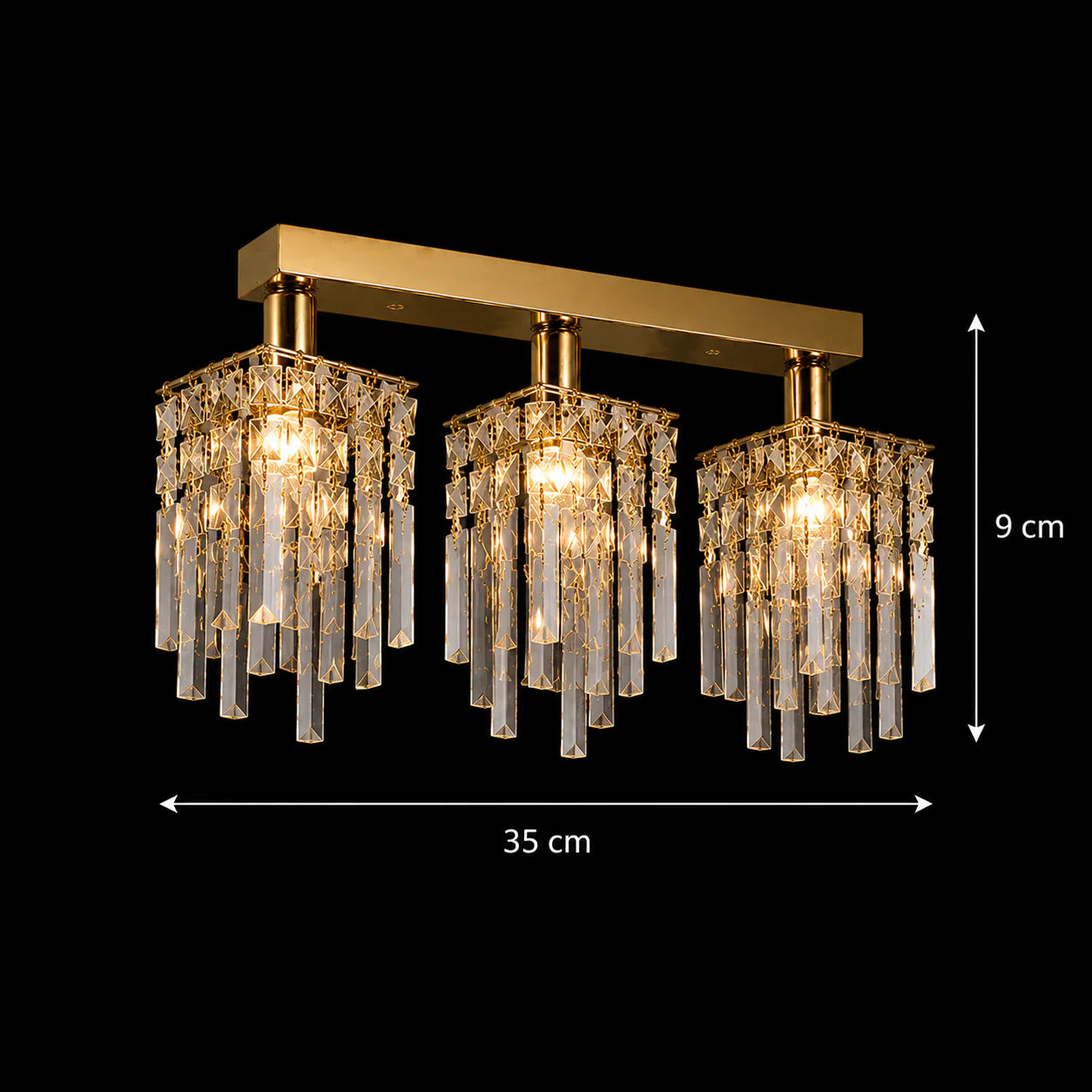 Candelabru Cristal Imperia, 3xE14, 35x6x9, Auriu, Cristal, Metal