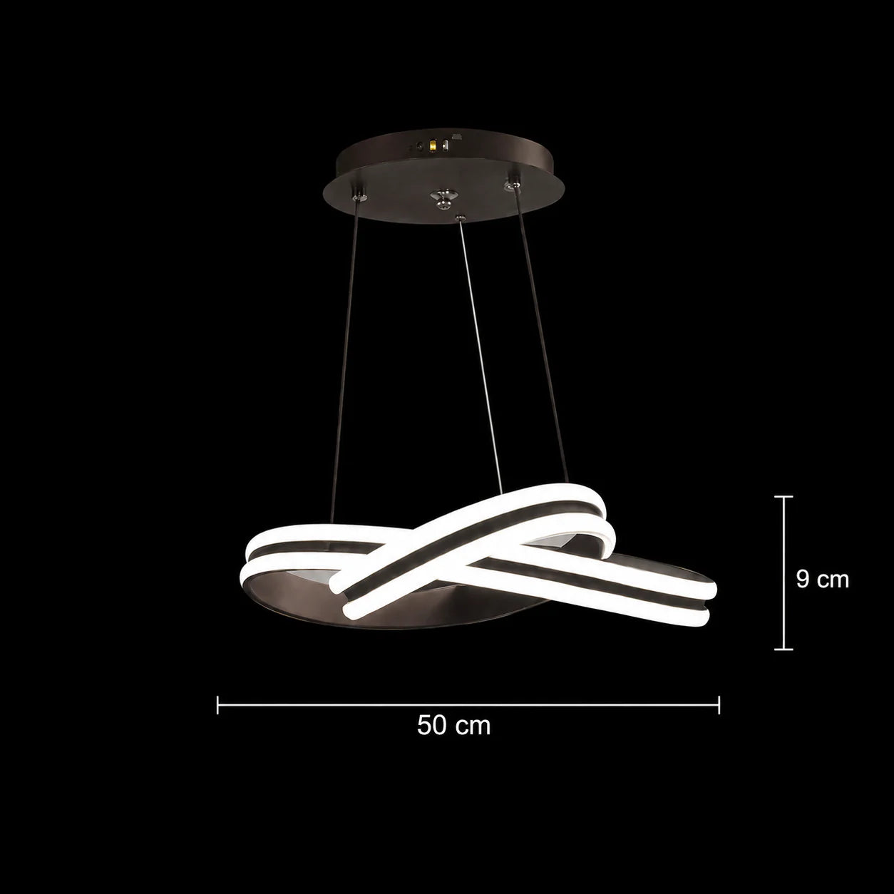 Lustra LED Suspendata cu Telecomanda INFINITY LOOP, 120W, Inaltime Reglabila, Lumina Rece/Calda/Neutra, Dimabila, Negru
