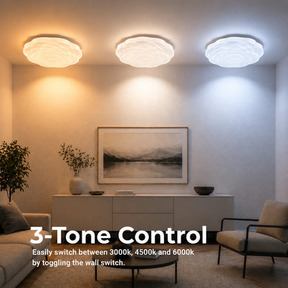Plafoniera LED Floare 23 cm, 22W, 3000K / 4000K / 6000K, Alb, Metal si Acril