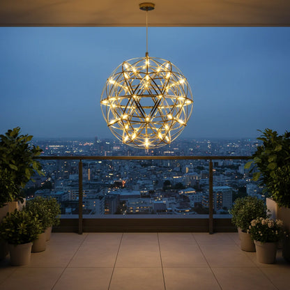 Candelabru Modern LED WELD Petito, 18W, Diametru 30cm, Inaltime Reglabila, Crom Lucios