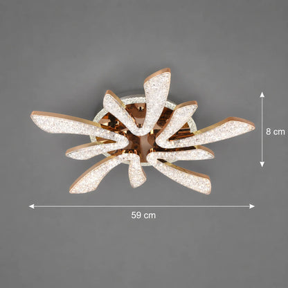 Lustra LED CHARM Magno cu telecomanda si cristal, 68W, Ø59cm, 5 Surse, Lumina Rece/Calda/Neutra, Dimabila, Auriu