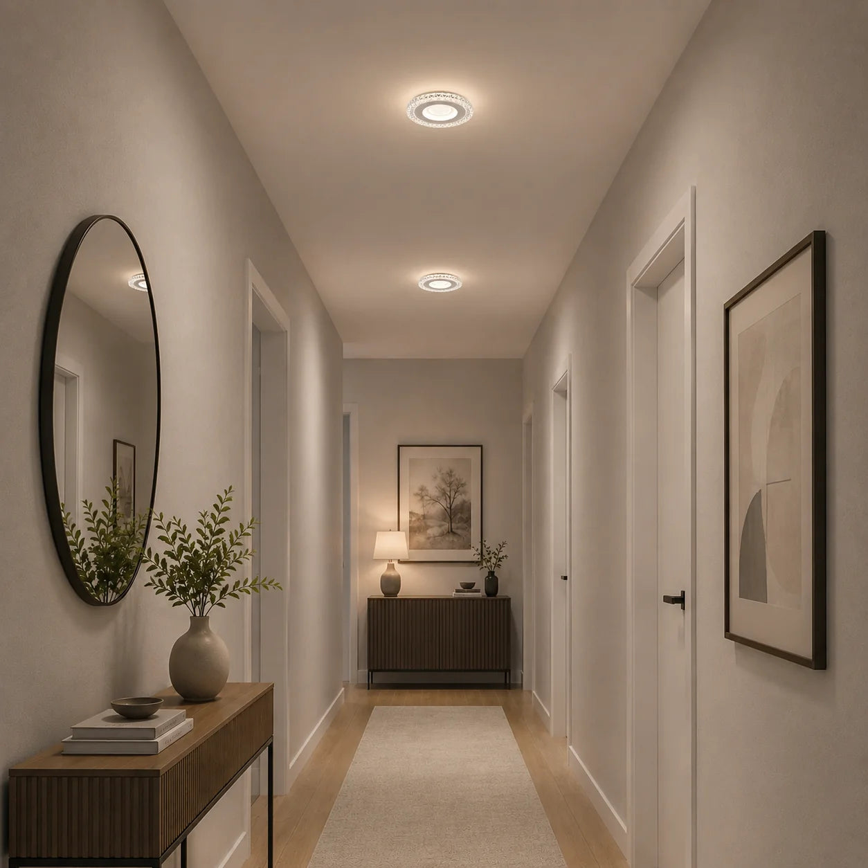 Lustra LED CELUN, 33W, Diametru 21cm, Lumina Calda/Neutra/Rece, Alb, Metal si Acril