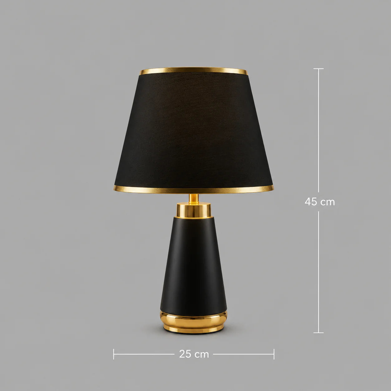 Veioza VZ210BK, 1x E27,Metal si Textil, Negru si Auriu