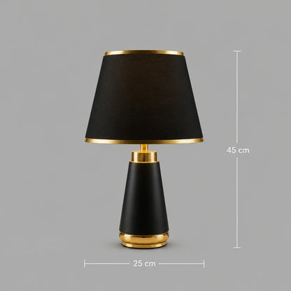 Veioza VZ210BK, 1x E27,Metal si Textil, Negru si Auriu