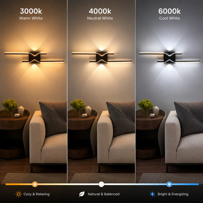 Aplica LED Decorativa FENG, 19W, 60cm, Lumina Calda / Neutra/ Rece, Negru, Metal si Acril