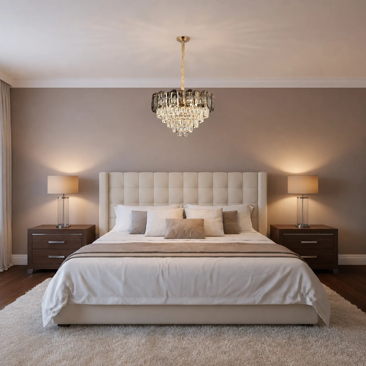 Candelabru Cristal AURUM Nobile 9xE14, Diametru 40cm, Inaltime 30cm, Auriu Lucios, Inaltime Reglabila, Design Elegant
