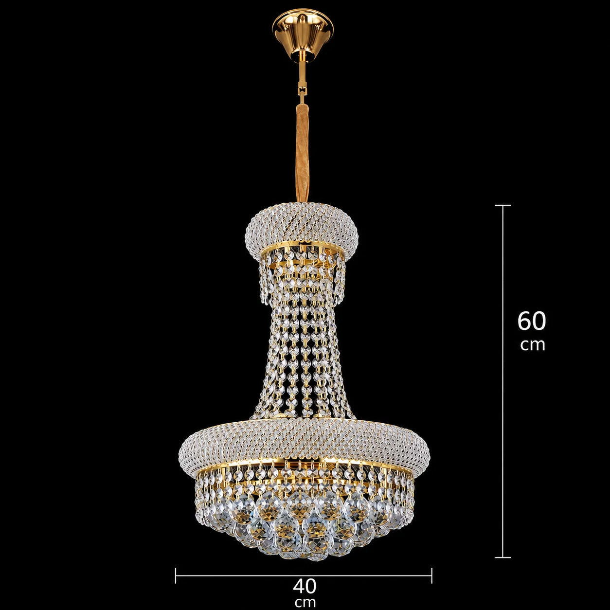 Candelabru Cristal NUVOLA Nobile 8xE14, D40 cm, Auriu, Inaltime Reglabila, Metal si Cristal