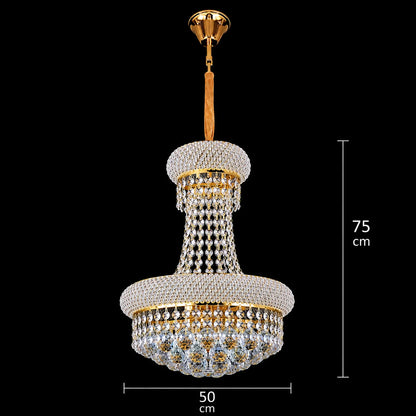 Candelabru Cristal NUVOLA Elegenza, 12xE14, D50 cm, Auriu, Inaltime Reglabila, Metal si Cristal