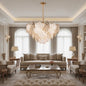 Candelabru Cristal LUXE Regalis, 21xE14, Diametru 80cm, Inaltime 45cm, Auriu Lucios, Inaltime Reglabila, Design Elegant
