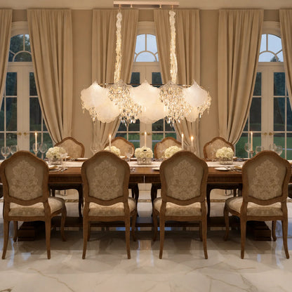 Candelabru Cristal LUXE Supremo, 11xE14, Dimensiuni 83x33 cm, Inaltime 28cm, Auriu Lucios, Inaltime Reglabila, Design Elegant