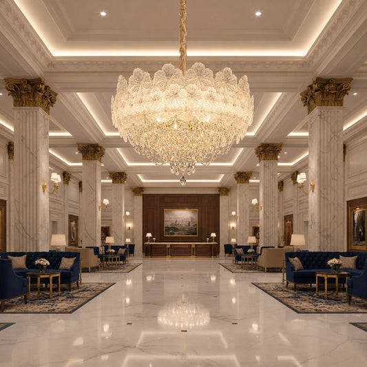 Candelabru Cristal CROWN Regalis 21xE14, Diametru 80cm, Inaltime 45cm, Auriu Lucios, Inaltime Reglabila, Design Elegant