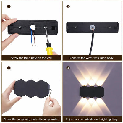 Aplica LED Exterior AX231, 12W, 6 Surse de lumina, Lumina Calda, Negru