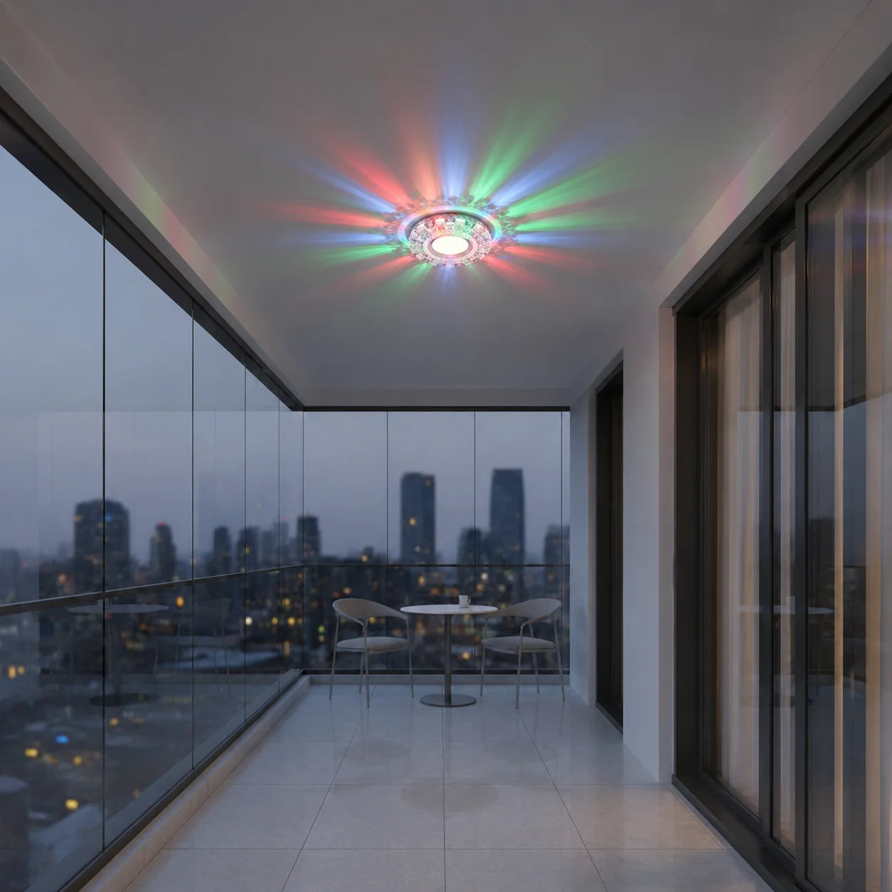Spot LED ORBITA, 5W, Rotund, Lumina Rece + RGB, Alb, Rasina si Sticla