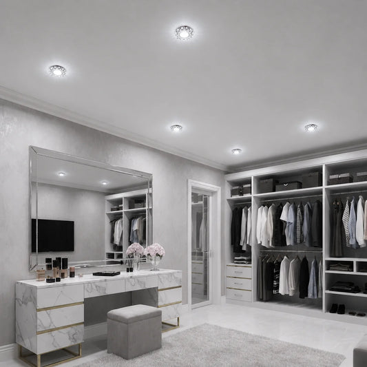 Spot LED ORBITA, 5W, Rotund, Lumina Rece + RGB, Alb, Rasina si Sticla