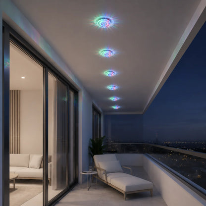 Spot LED ORBITA, 5W, Rotund, Lumina Rece + RGB, Alb, Rasina si Sticla