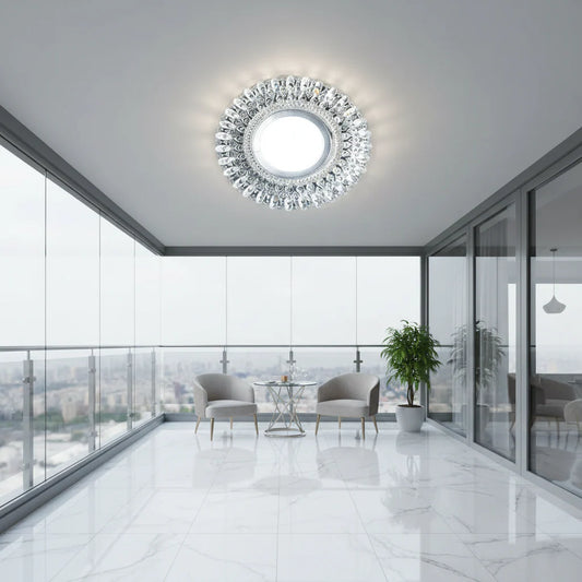Spot LED ORBITA, 5W, Rotund, Lumina Rece + RGB, Alb, Rasina si Sticla