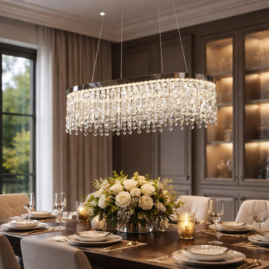 Candelabru LED ROYALE Imperio , 70x33x120, Lumina Rece/Neutra/Calda, Dimabila, Argintiu, Cristal, Otel