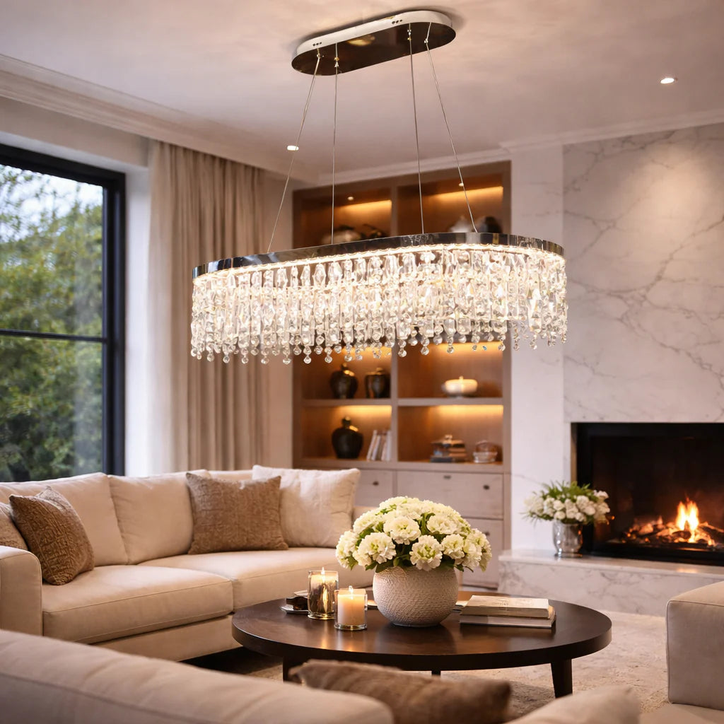 Candelabru LED ROYALE Imperio , 70x33x120, Lumina Rece/Neutra/Calda, Dimabila, Argintiu, Cristal, Otel
