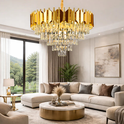 Candelabru Cristal Braylen 8x E27 Diametru 60cm Auriu