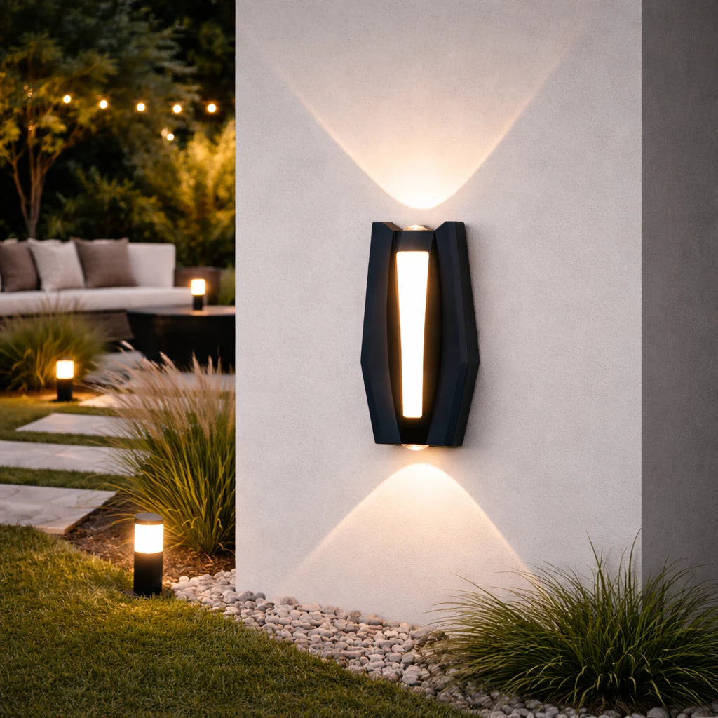 Aplica LED AX218 de Exterior si Interior, 2 Surse x 8W, Metalic, Negru, 3000K