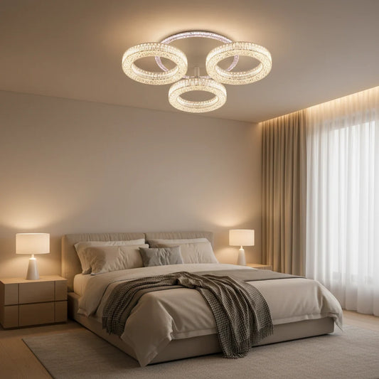 Lustra LED RONDA Nobile cu telecomanda 46W, 3 Cercuri, lumina Rece/Calda/Neutra, Dimabila, Alb