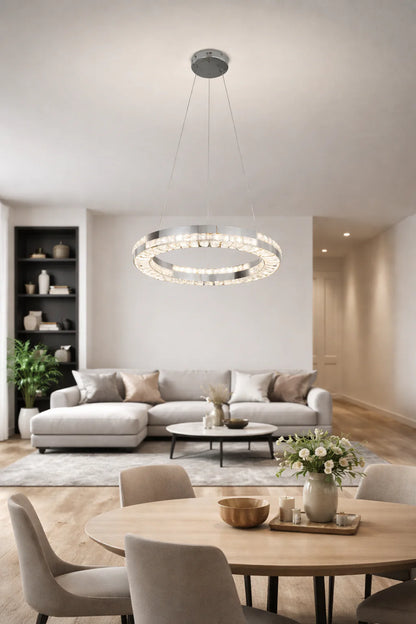 Candelabru LED CC23007/500CH, Diametru 50 cm, Inaltime 120 cm, Lumina Rece/Neutra/Calda, Dimabila, Argintiu, Cristal, Metal