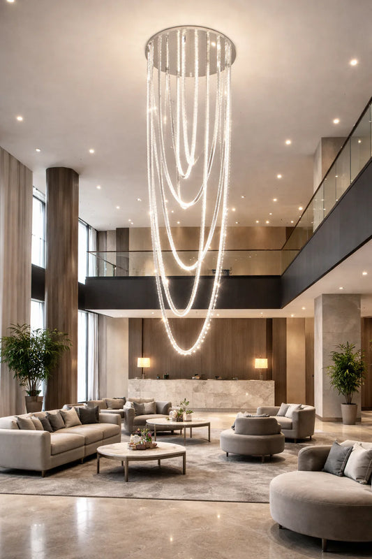 Candelabru LED CC50303/800CH, Diametru 80 cm, Inaltime 200 cm, Lumina Rece/Neutra/Calda, Dimabila, Argintiu, Cristal, Metal