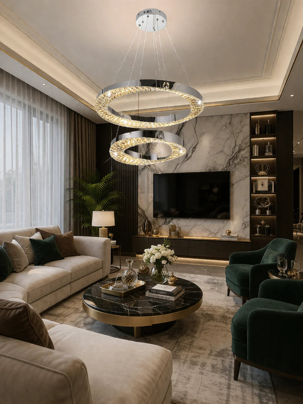 Candelabru LED HALO Magno, Diametru 40+60 cm, Inaltime 120 cm, IP20, Lumina Rece/Neutra/Calda, Dimabila, Crom, Cristal, Metal