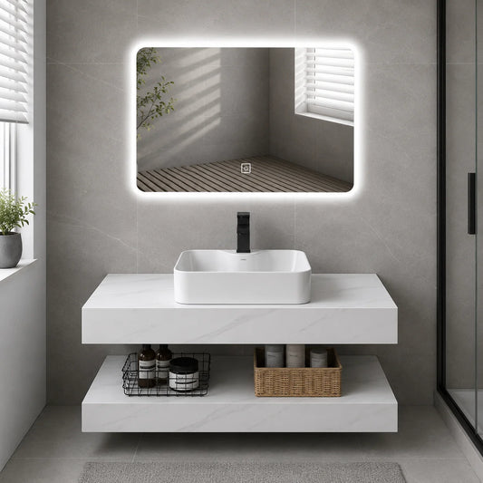 Set Mobilier AURO pentru Baie, 60cm, 3 Piese, Alb