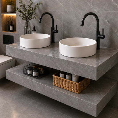 Set Mobilier ARQON Duo pentru Baie, 140cm, 3 Piese, Gri