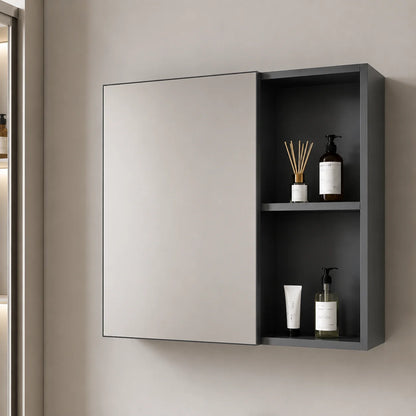 Set Mobilier SIENA pentru Baie ,Dulap Lavoar+Dulap Oglinda 80cm, 2 Piese, Gri si Alb