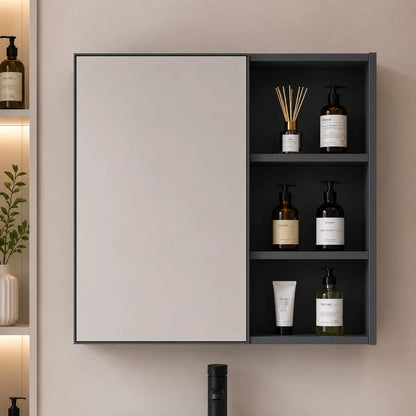 Set Mobilier VION pentru Baie ,Dulap Lavoar+Dulap Oglinda 60cm, 2 Piese, Gri si Alb