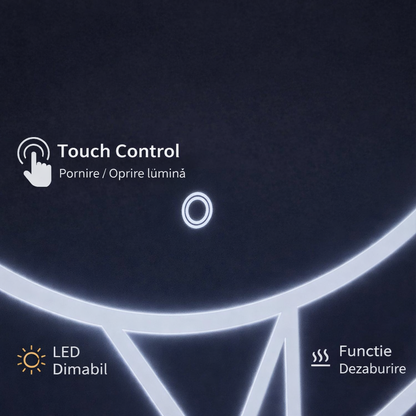 Oglinda LED Touch ASTRIX, 60cm, 6000K, Dimabila, Sistem Dezaburire