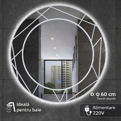 Oglinda LED Touch ASTRIX, 60cm, 6000K, Dimabila, Sistem Dezaburire