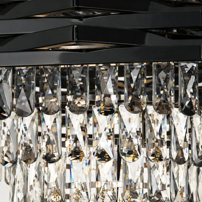 Candelabru Cristal HEXA Ø30cm 3xE14 Negru Inaltime Reglabila