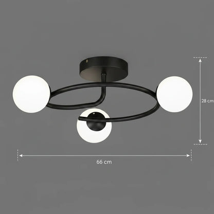 Lustra LED si cristal ORBIT, 66cm, 3xE27, Globuri, Negru