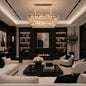 Candelabru Cristal VALMONT Supremo 12xE14, 80x30 cm, Auriu, Inaltime Reglabila, Metal si Cristal