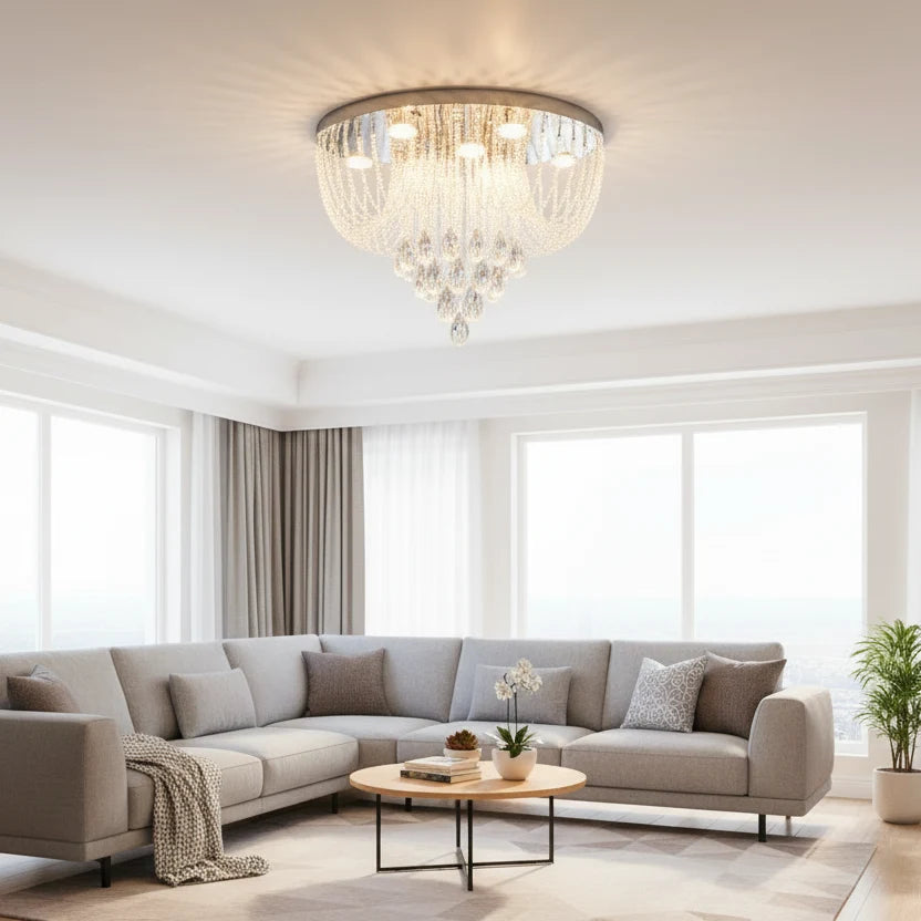Candelabru LED Cristal MAGE Magno, 33W, Lumina Calda/Neutra/Rece, Diametru 60cm, Crom Lucios