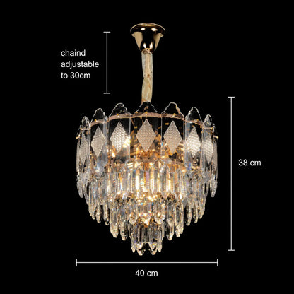 Candelabru Cristal VELVET Nobile, 6xE14, D40 cm, Auriu, Inaltime Reglabila, Metal si Cristal