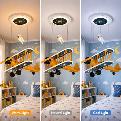 Lustra LED suspendata AVION 80W, lumina Rece/Calda/Neutra, Portocaliu Albastru
