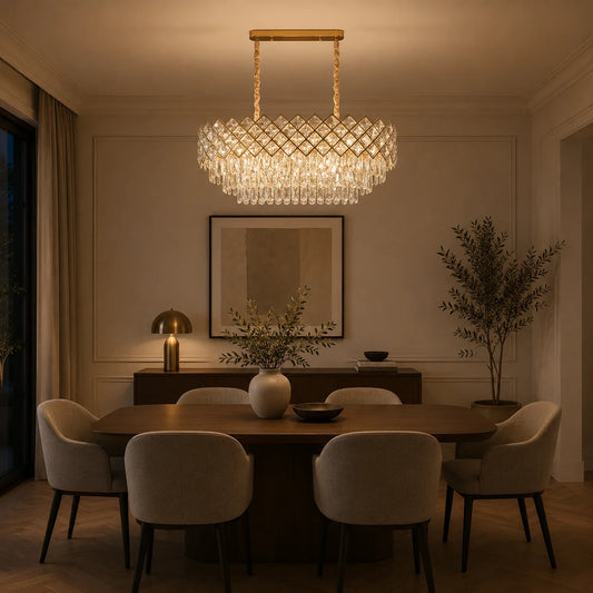 Candelabru Cristal VECTORIA Supremo, 8xE14, Diametru 75x39cm, Auriu, Inaltime Reglabila, Metal si Cristal