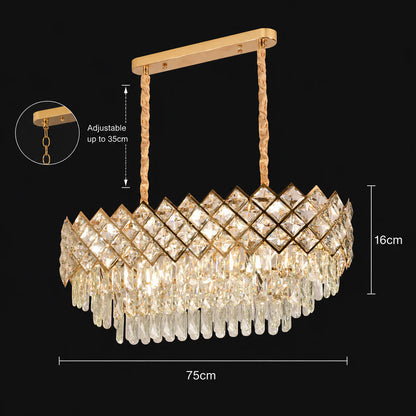 Candelabru Cristal VECTORIA Supremo, 8xE14, Diametru 75x39cm, Auriu, Inaltime Reglabila, Metal si Cristal