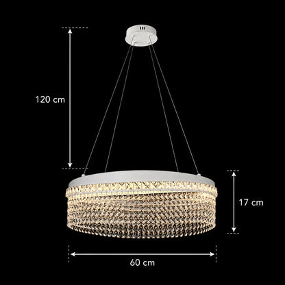 Candelabru Cristal VOLNA Magno, 124W, D60cm, Lumina Calda/Neutra/Rece, Alb, Metal si Cristal