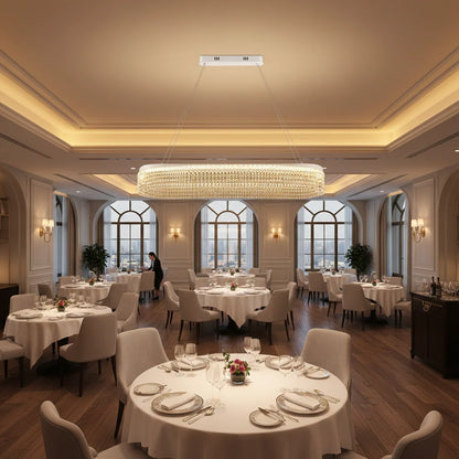 Candelabru Cristal VOLNA Supremo, 128W, 100x30cm, Lumina Calda/Neutra/Rece, Alb, Metal si Cristal