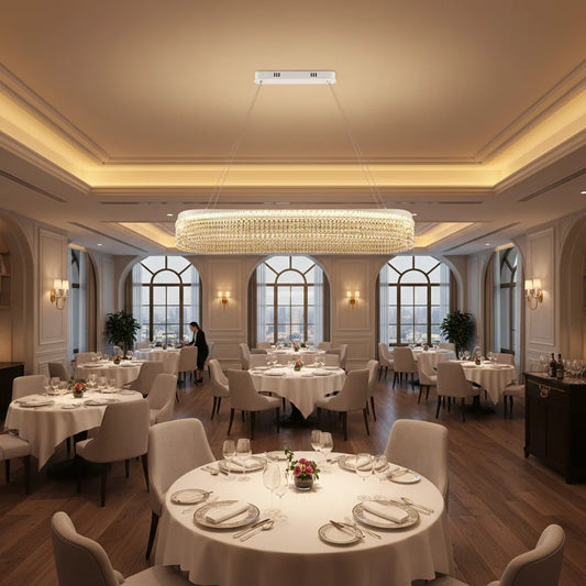Candelabru Cristal VOLNA Supremo, 128W, 100x30cm, Lumina Calda/Neutra/Rece, Alb, Metal si Cristal